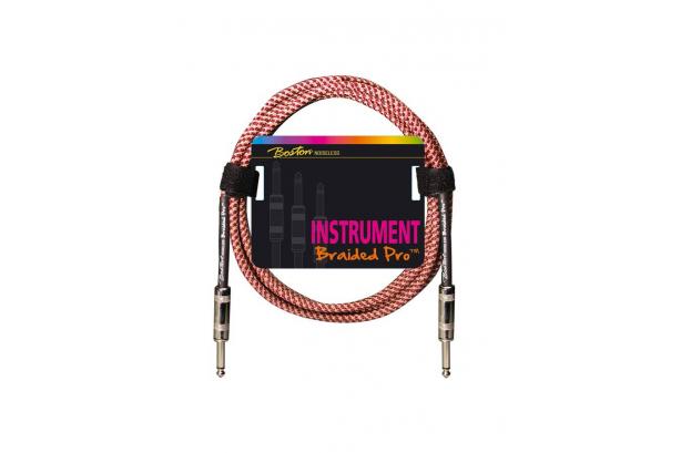 Boston Pro Instrument Cable Red Braid 3m