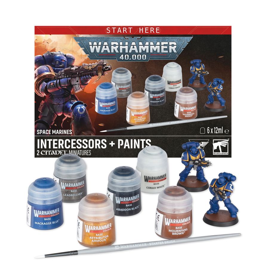 Warhammer 40,000 - Space Marines: Intercessors + Paints (Preorder Out July 25th)