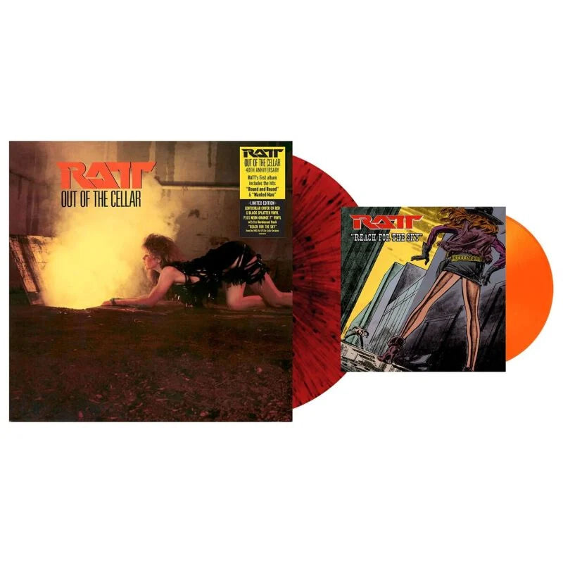 Ratt – Out Of The Cellar LP (40th Anniversary Limited Edition Lenticular Cover, Red and Black Splatter Vinyl + Neon 7" Vinyl)