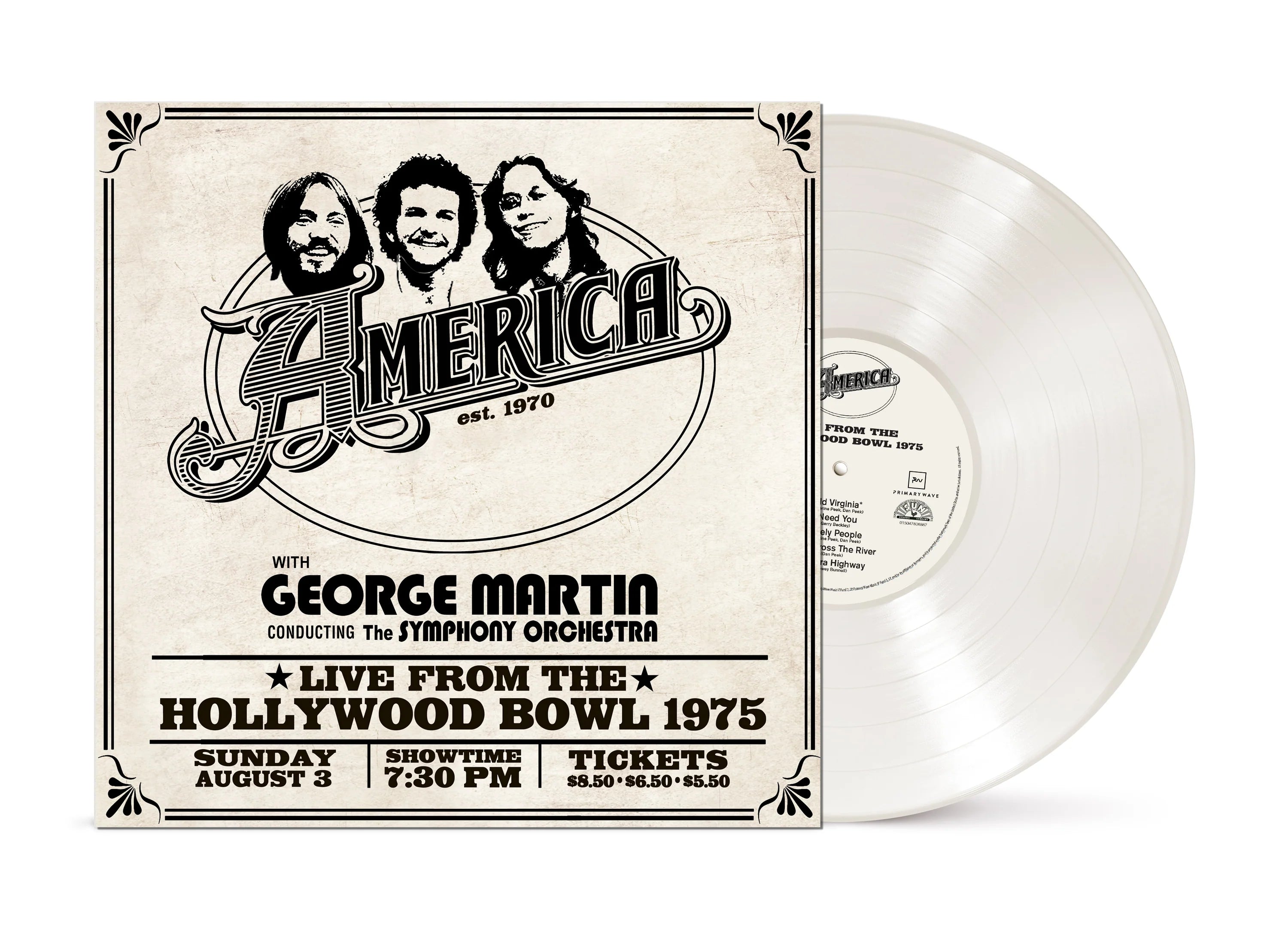 AMERICA - Live From The Hollywood Bowl – 1975 - 2 LP - Translucent Milky Clear Vinyl