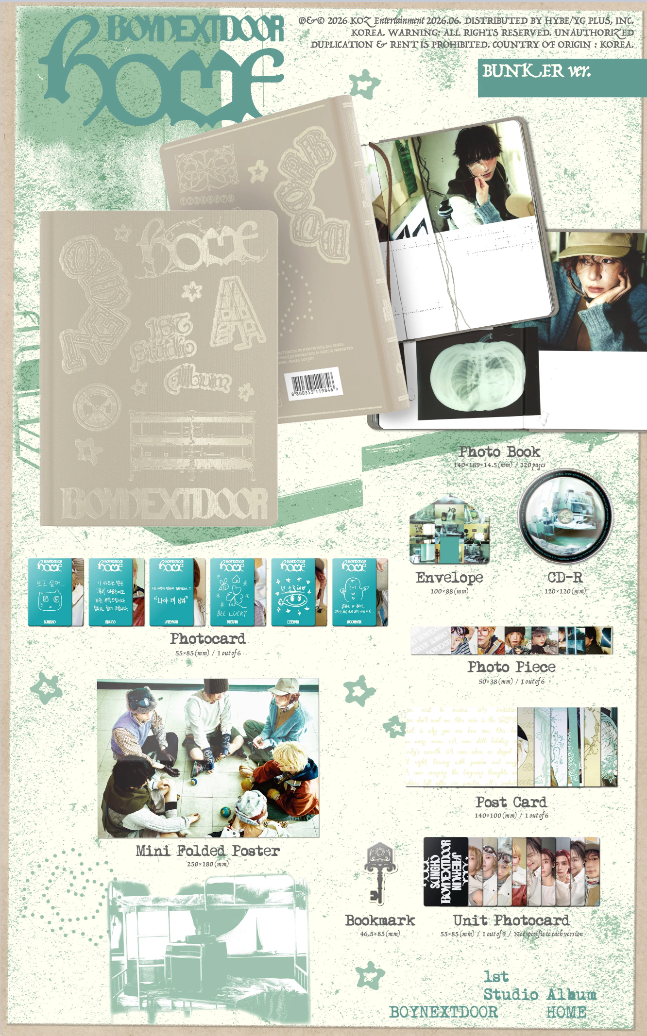 Boynextdoor - 1st Studio Album "Home" CD Book (Bunker Version) (Preorder Out June 12th)