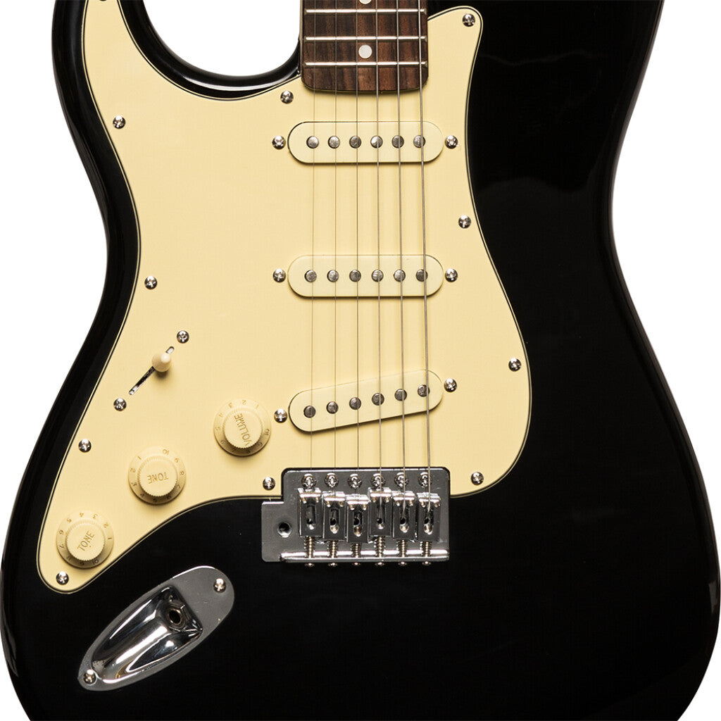 Stagg Standard "S" electric guitar, left hand model Black