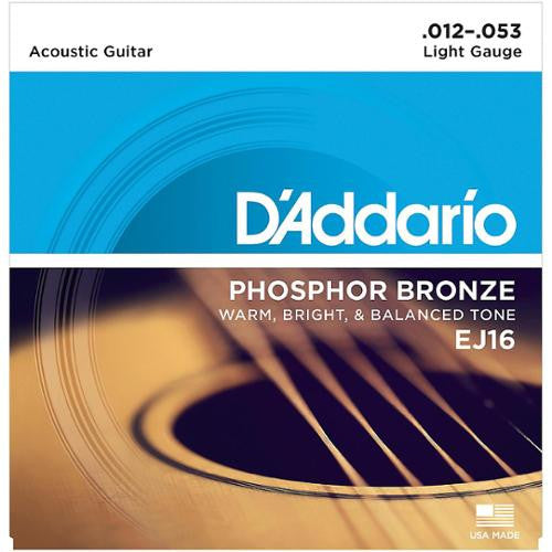 D'Addario Light Phosphor Acoustic Strings (12-53) EJ16