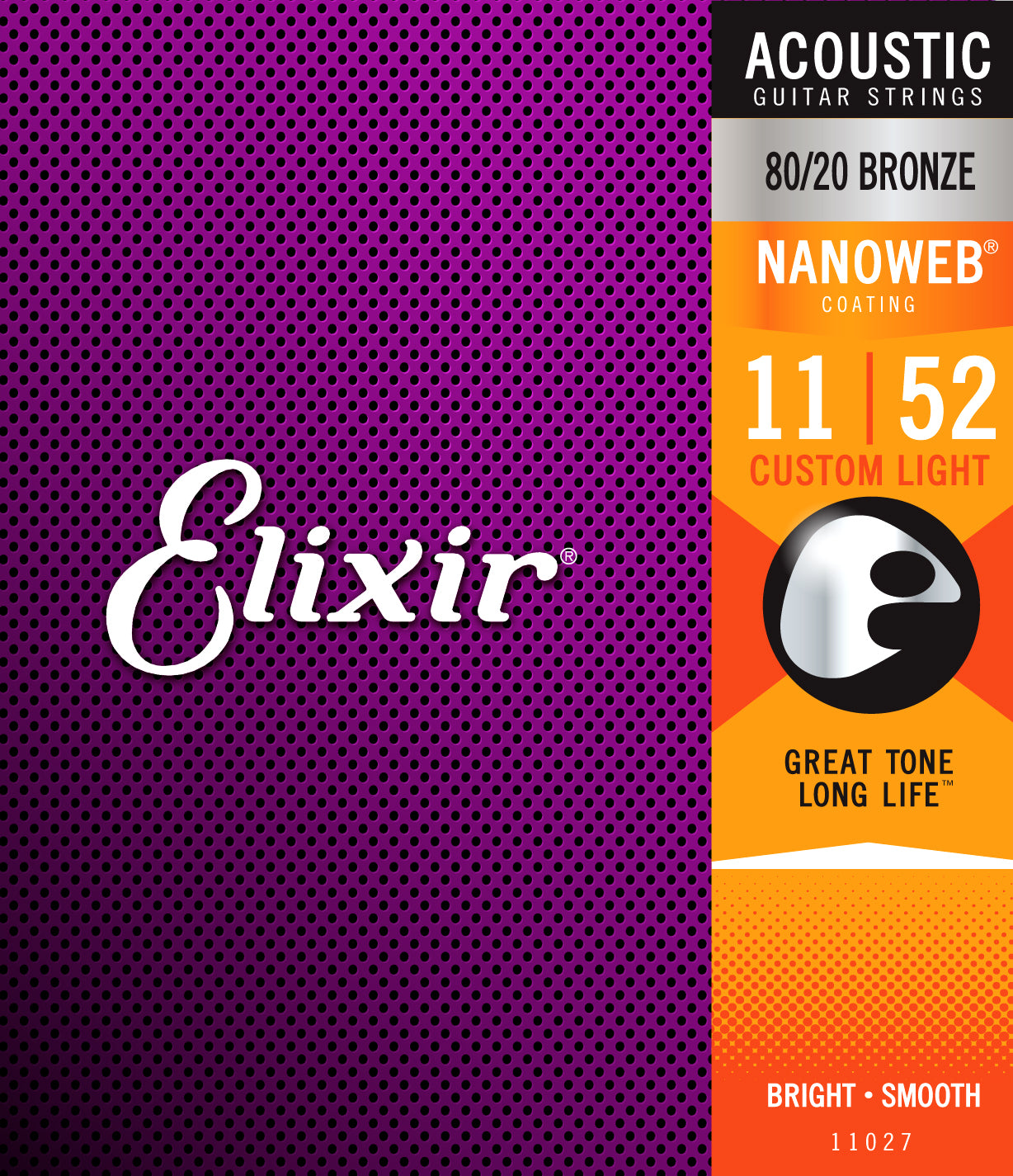 Elixir Custom Light Nano Bronze Acoustic Strings (11-52)