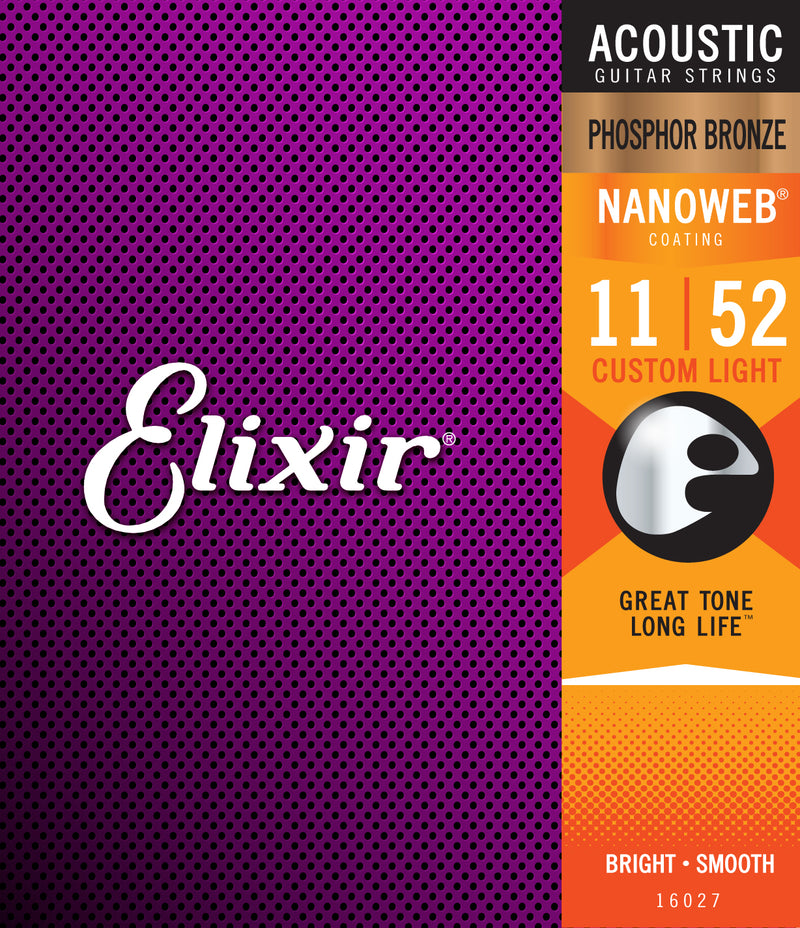 Elixir Custom Light Nano Phosphor Acoustic Strings  (11-52)