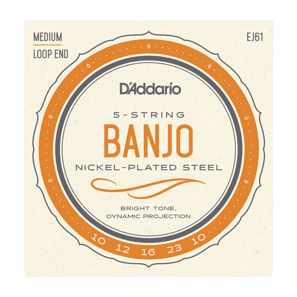 D'Addario Medium Nickel 5-String Banjo (10-23)