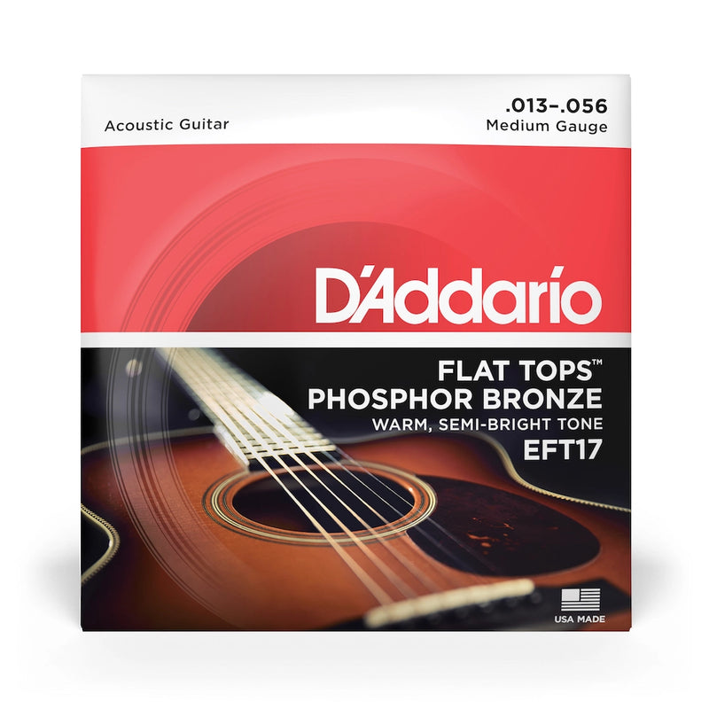 D'Addario Flat Tops Medium Phosphor Acoustic Strings (13-56)