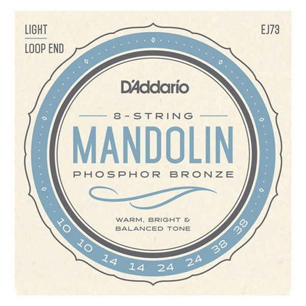 D'Addario Light Phosphor Bronze 8 String Mandolin Strings (10-38) Loop End