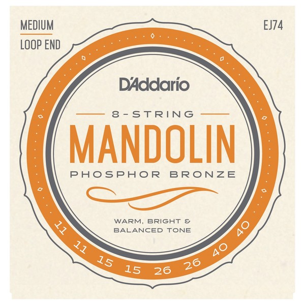 D'AddariMedium Phosphor Bronze 8 String Mandolin Strings (11-40) Loop End